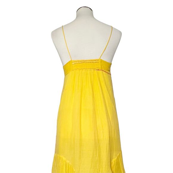Kopal Women's Yellow Boho Striped Tiered‎ Midi Dress Size Medium - Picture 6 of 8